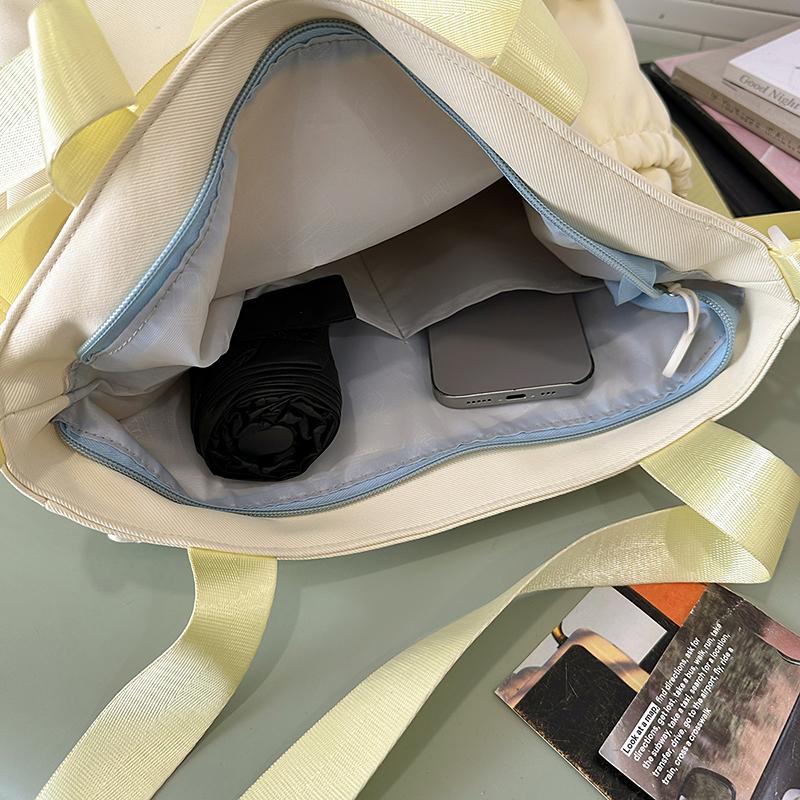 Large Capacity Shoulder Bag Student Book Bag Color Block Crossbody Bag