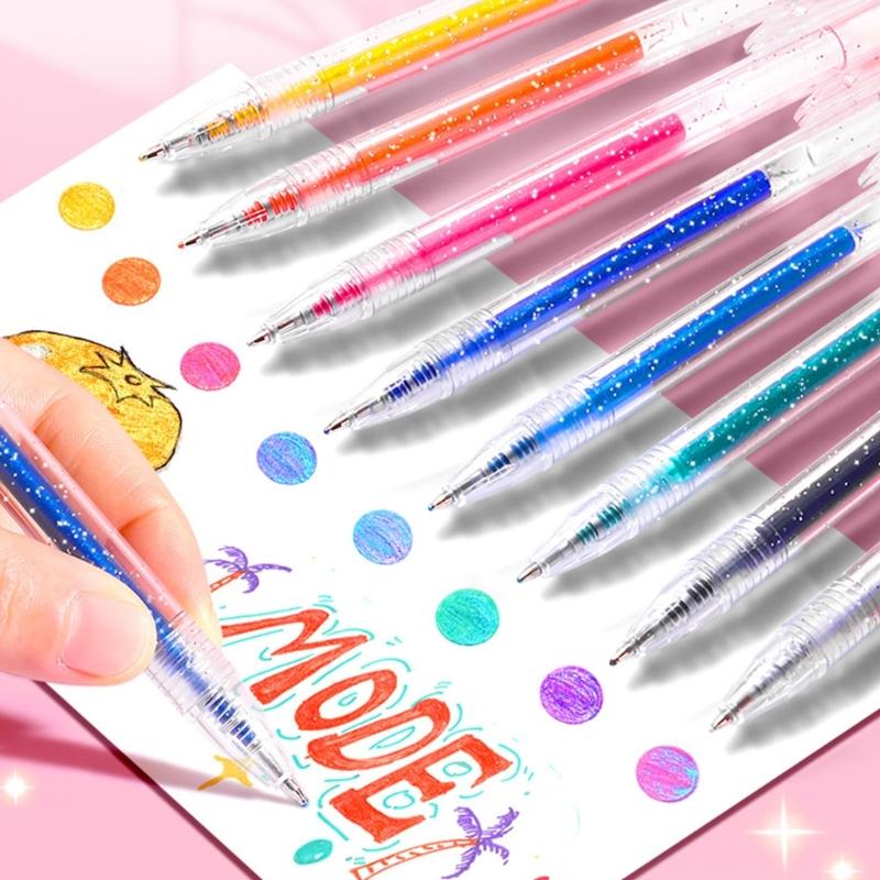 Retractable Colored Gel Inks Pen Shimmering Metallic Journaling Pen 1.0MM for Writing Drawing Journaling Scrapbooking