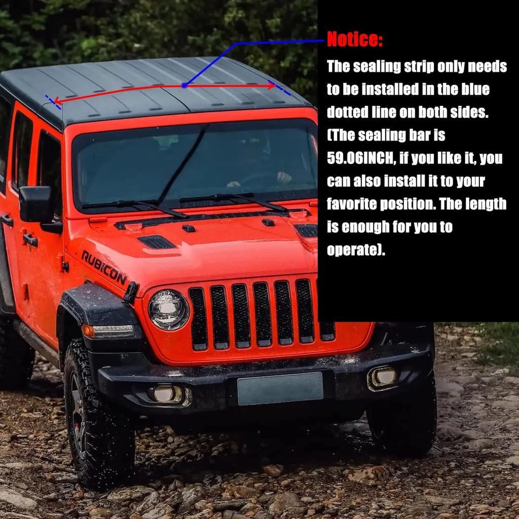 Hard Top Roof Rubber Seal, Freedom Panel Seal Kit For 2007-2025 Jeep Wrangler JK JKU JL JLU & Gladiator JT, Waterproof Dustproof, Noise Reduction,