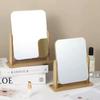 1Pc Wooden Vanity Mirror Clear Personal Use Stand Angle Adjustable Makeup Base Desktop