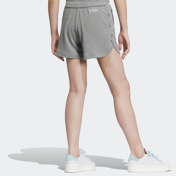 Adidas Originals Trefoil Logo Print Regular-Fit Casual Shorts Women Shorts Basic-Heather-Grey IK8623