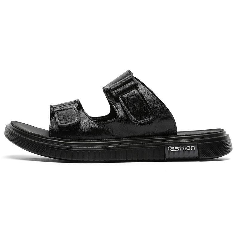 

Slippers men s summer outer wear 2025 new outer wear one-word non-slip beach cool slippers 602-J 44 чёрный