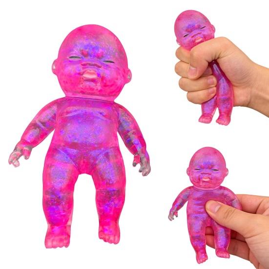 Glitter Babies Stress Relief Toy Slow Rising Anxiety Relieving Mini Baby Squeeze Toy Soft Stretchy Relaxation Stress Ball Fidget Toy