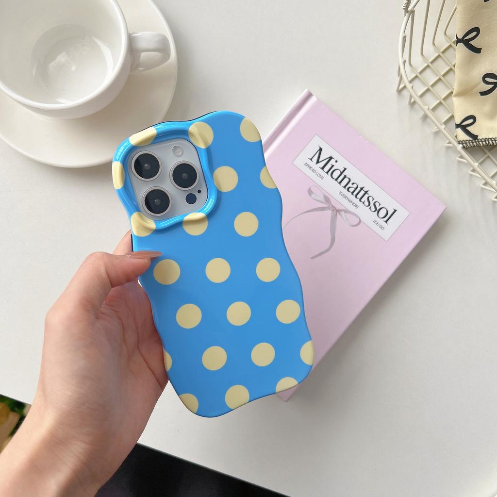 Candy Color Polka Dot Compatible with iPhone 16 Pro Max Apple 17 Phone Case 15/14 Two-in-One Wave Film