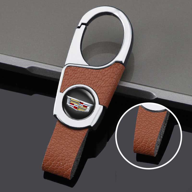 For Cadillac ATS BLS CT4 CT6 CTS ESCALADE EXT SLR SLS SRX STS XLR XT4 XT5 XTS Leather Car Logo Keyrings Holder Key Chain Pendant Ybsdr66