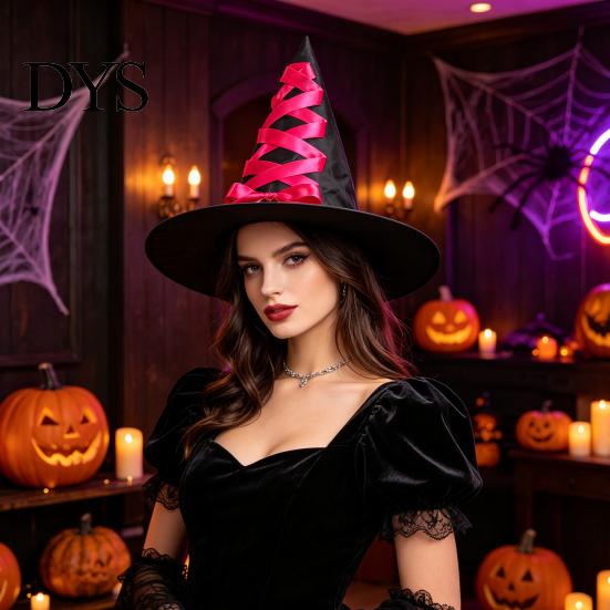 Halloween Costume Accessories Witch Hat, Reusable Oxford Cloth Pointed Wizard Festive Party Souvenir Hat for Costume, Carnival, Masquerade,