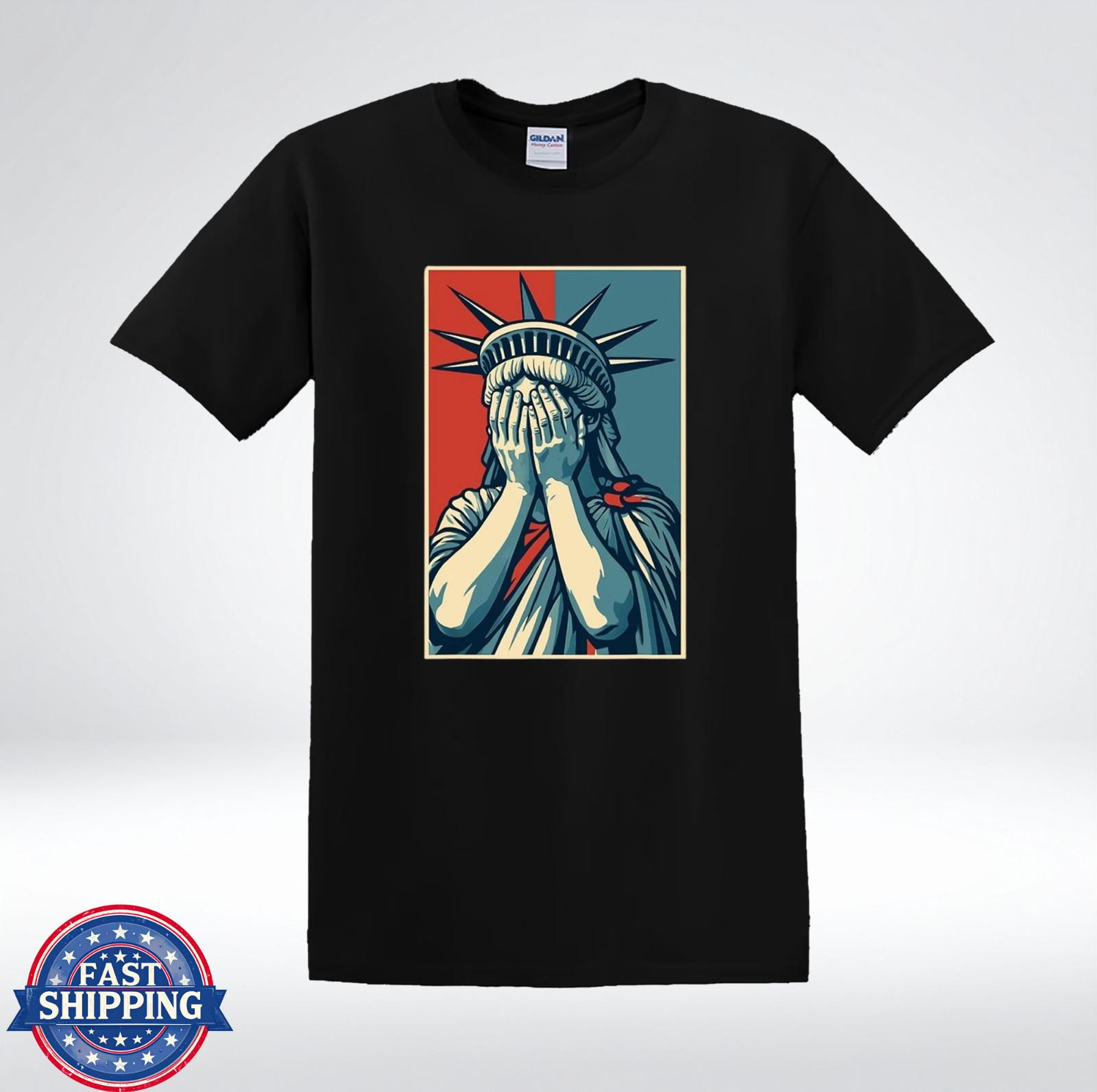 Statue of Liberty Facepalm Shirt Retro Vintage USA Humor T-Shirt M