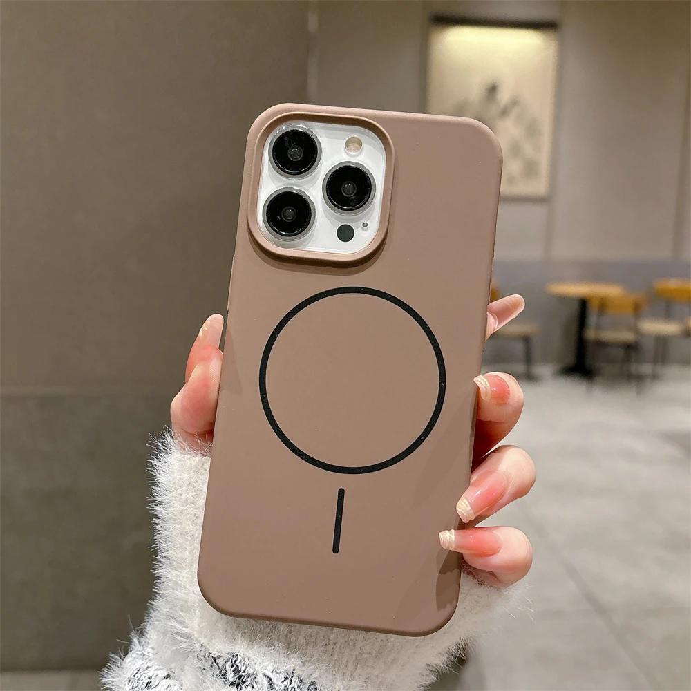 Luxury Skin Feel For Magsafe Phone Case For 17 16 Pro Max 15 14 13 12 Plus Wireless Charger Funda Silicone Cover