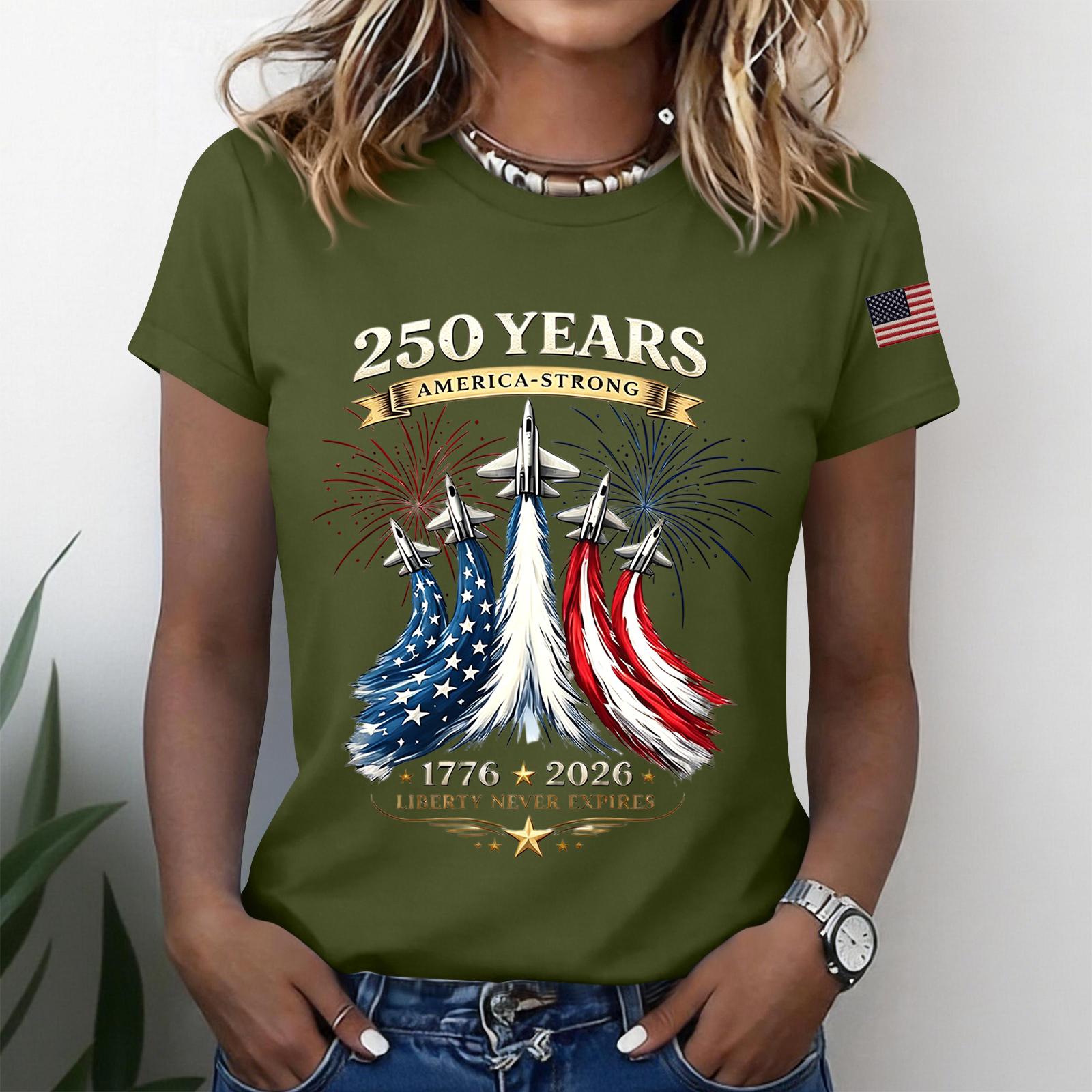

Women s Fashion Casual Printed Short Sleeve Round Neck Pullover Tops L армия зеленый