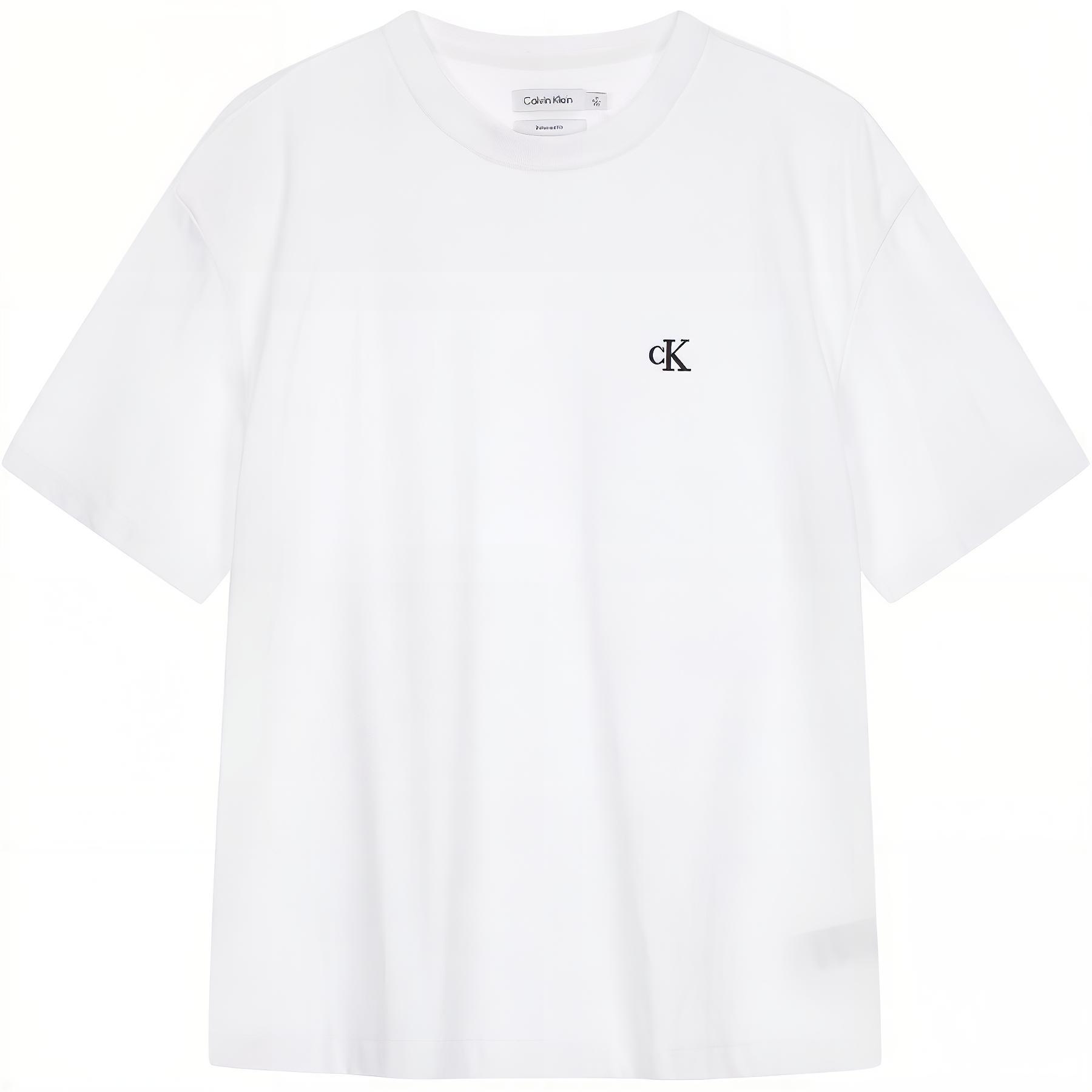 

Calvin Klein Хлопковая оверсайз-футболка с вышитым логотипом и заниженными плечами, мужские топы белого цвета 40HM229-YAA XL