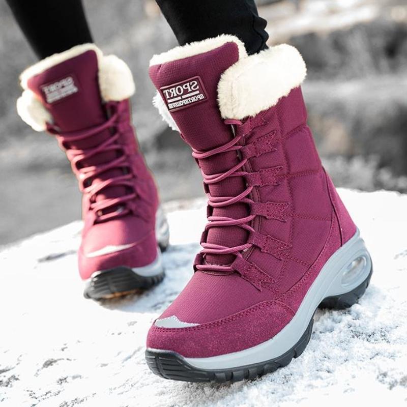 Women Plush Cotton Shoes Air Cushion Snow Boots Fashion High-top Platform Shoes Winter Warm Outdoor Boots