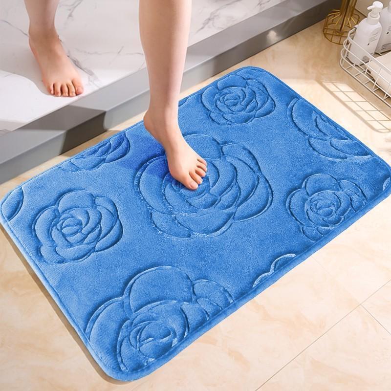 Badmattor Rose Flower Präglat badrum Badmatta Flanell Halkfri matta i badkar Golvmatta Duschrum Dörrmatta Memory Foam Pad Tvättbar matta