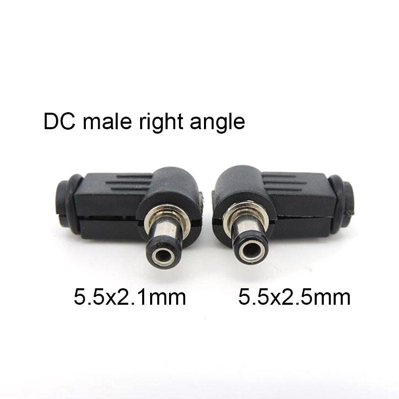 5pcs DC Male Power Plug Jack 3.5x1.35mm 4.0x1.7 4.8mm 5.5mm*2.1mm 2.5x0.7mm 2.5mm right angel connector cable Socket 2.5*0.7 solder