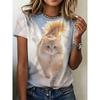 Women's printed short-sleeved T-shirt - Soft round-neck casual top, suitable for daily wear and various themed occasions
