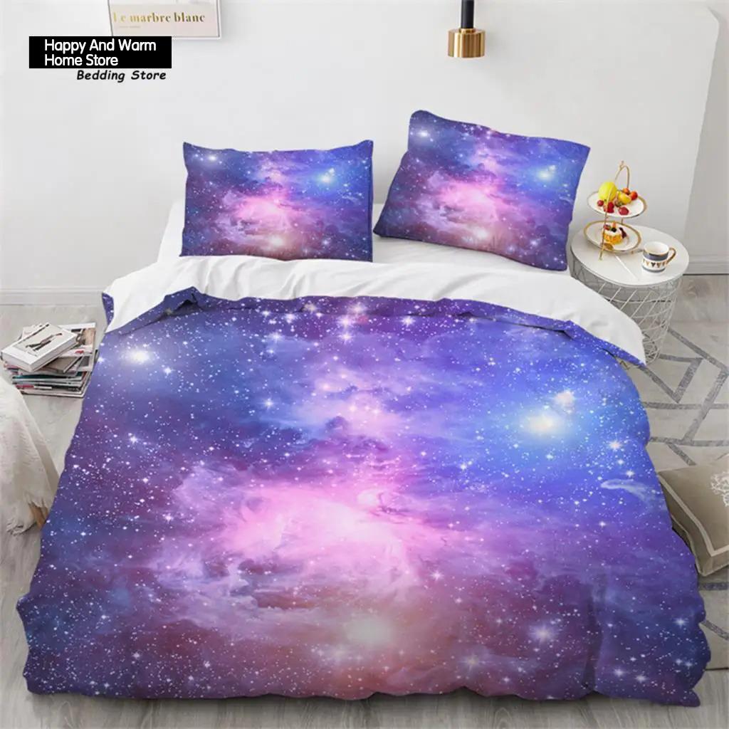 Galaxy Duvet Cover Twin King Size For Teens Boys Starry Sky Bedding Set Microfiber Outer Space Theme Decor Comforter Cover