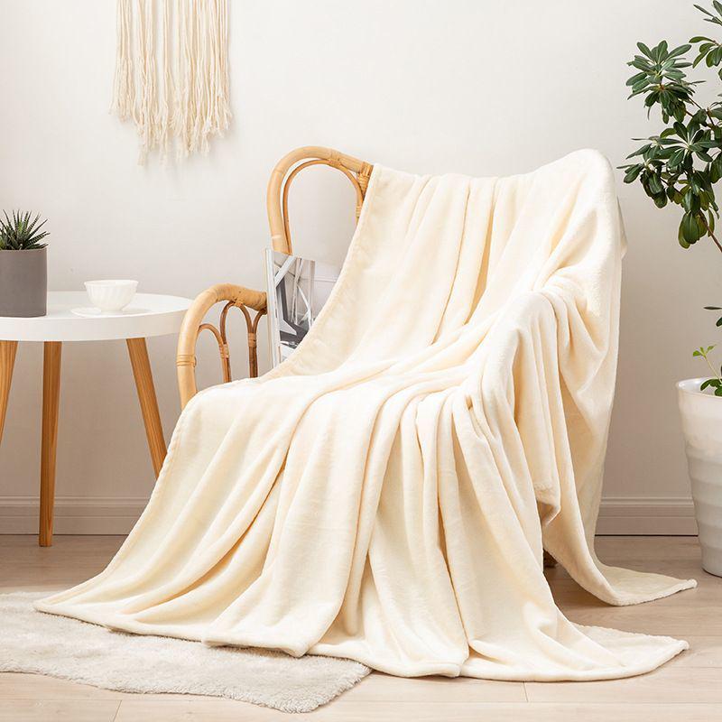 Solid Color Flannel Coral Fleece Blanket - Perfect for Naps, Air Conditioning, or as a Gift