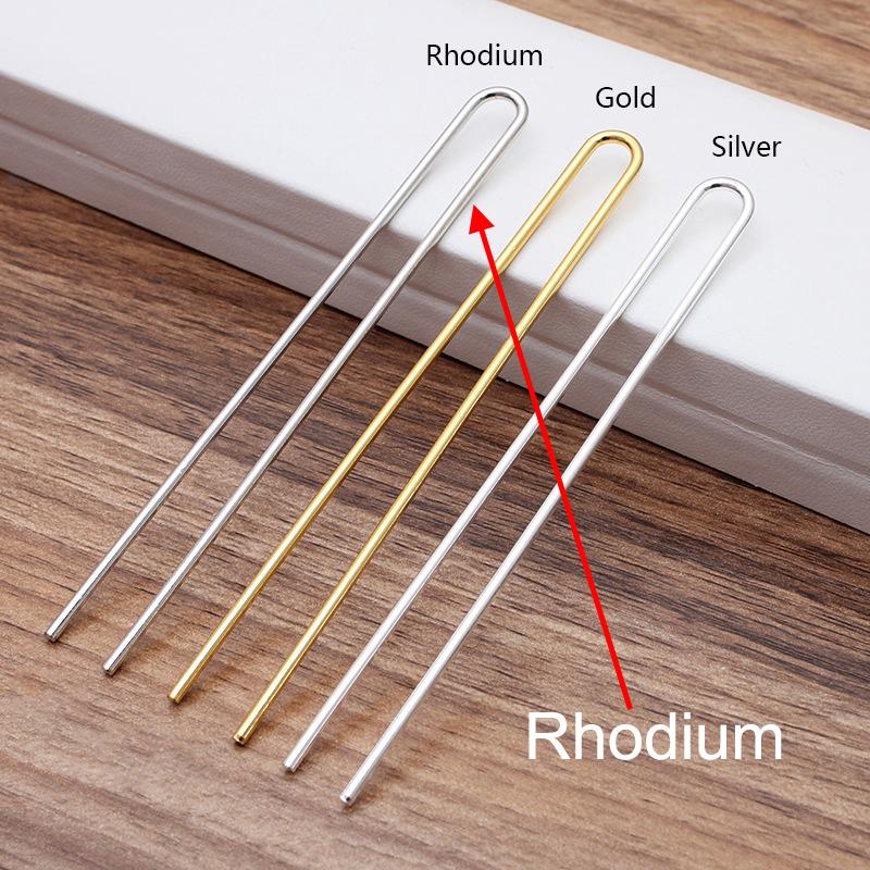 10pcs DIY Hair Sticks 110x2mm Raw Brass Gold Color U shape Hair Pins Blank Base Setting for Women Hair Jewelry Making