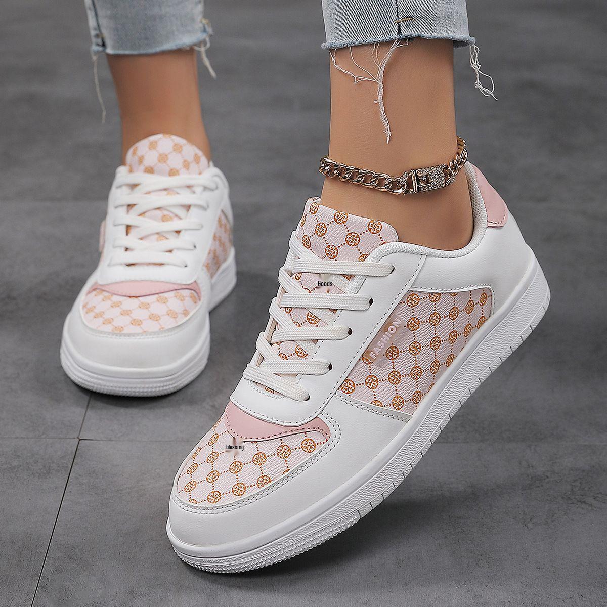 Women s Trendy Checkerboard Sneakers - Spring Autumn Casual, Comfortable, Wear-Resistant, Breathable Korean Style for Students 37 белый розовый