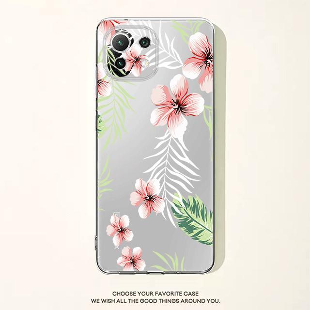 Cute White Rabbit Flower Floral Clear Case For Xiaomi Poco X3 Nfc X3pro M3 F1 F3 For Mi 11 12 13 11x 12x Pro 11 10 Lite 11t 10t