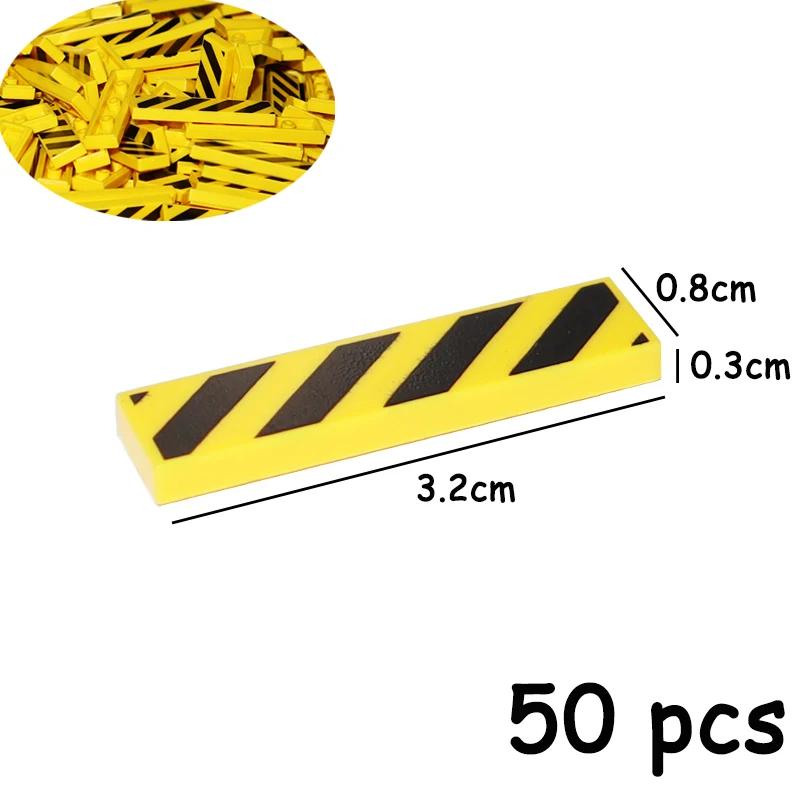 Non-Toxic 50Pcs Smooth Printed 1X4 Size 1*4 Assemble Particles 2431 Wood Grain Pattern Traffic Warning Bricks Moc Tile Diy Toy For Kids