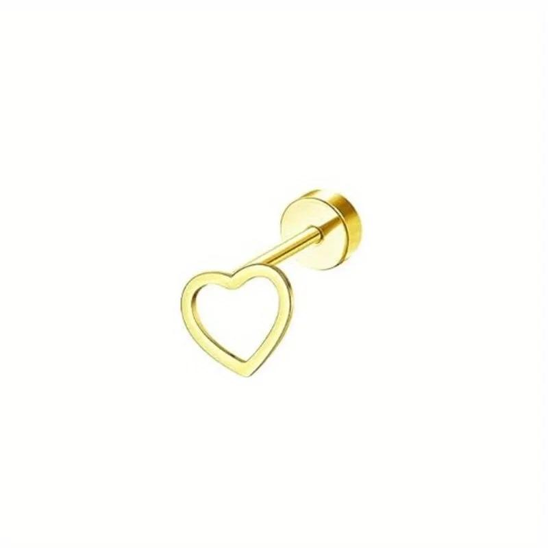 Bobisty 1Piece Earrings for Women Men Stainless Steel Tiny Cartilage Star Moon Heart Elegant Cartilage Piercing Jewelry