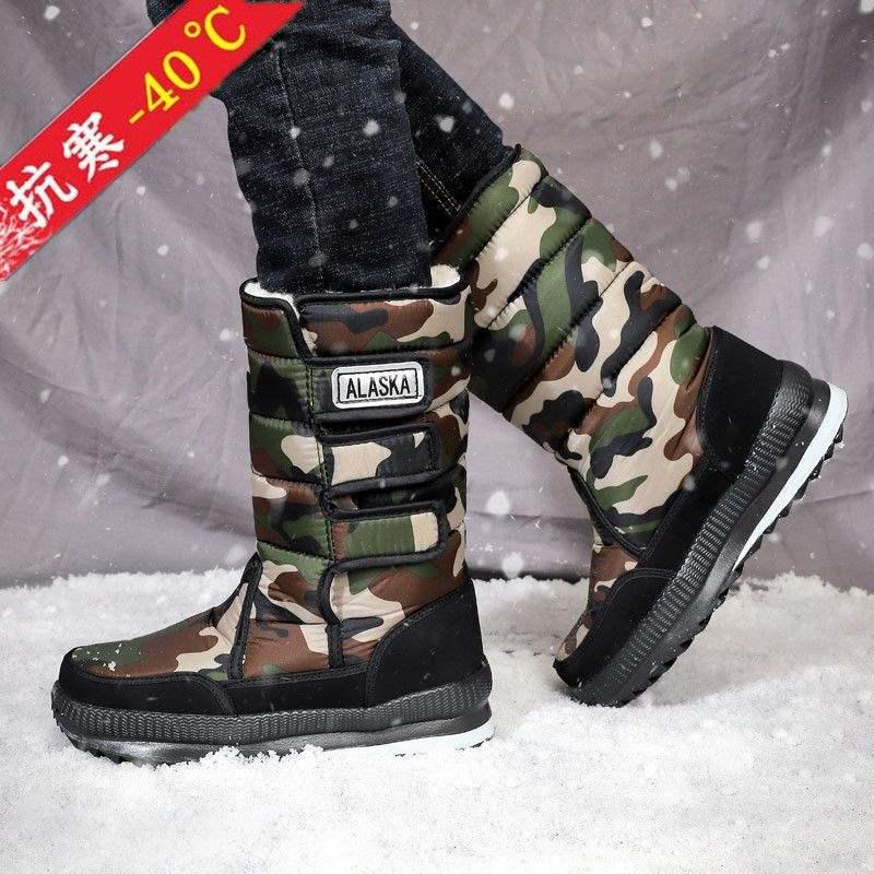 Men's Thick Winter Snow Boots, Non-slip Waterproof with Thick Sole, Plus Size Available.