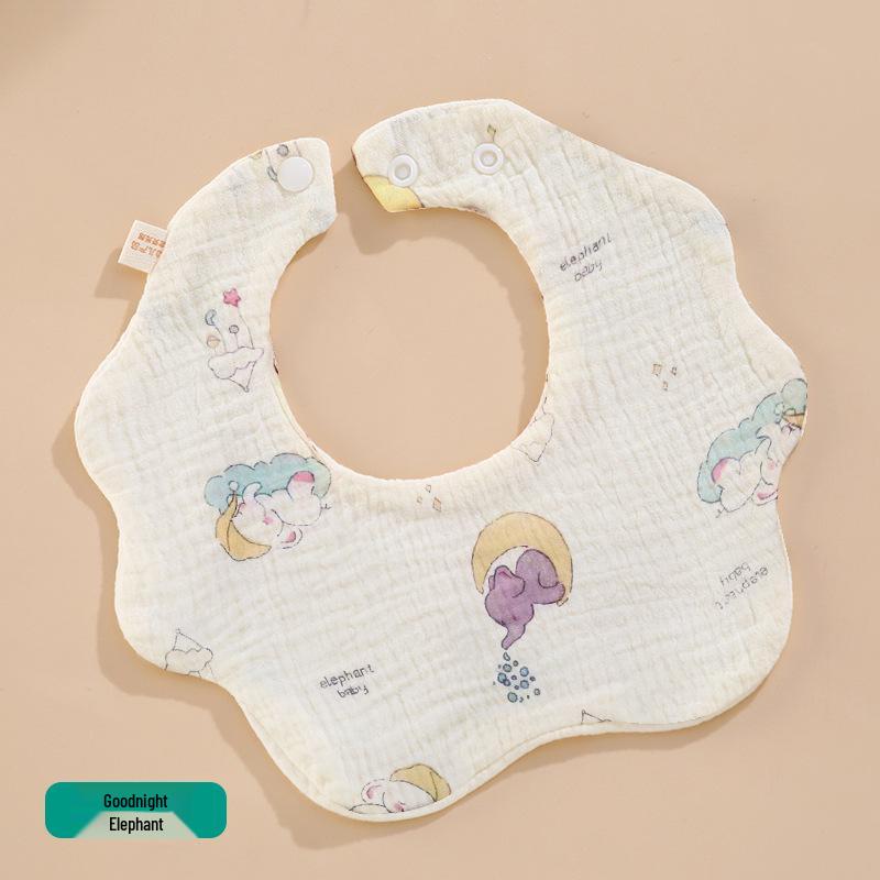 Pure Cotton Grade A Baby Bib, Absorbent Six-Layer Gauze Petal Design