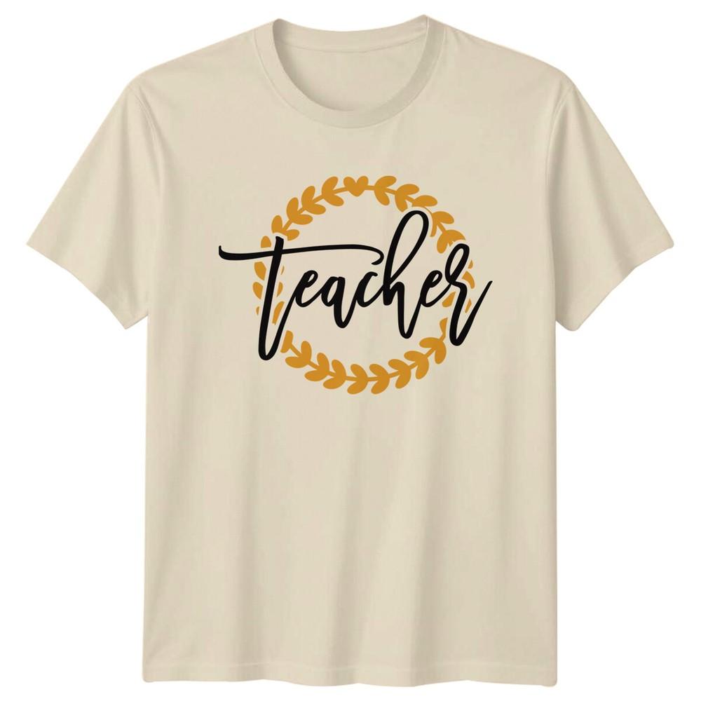 Teacher Floral Wreath Graphic TShirt Educator Job Tee