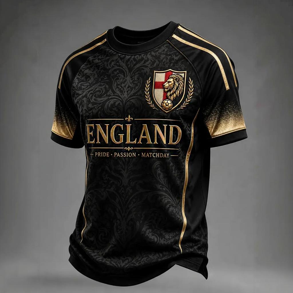 Men's Casual Printed Crew Neck Lightweight Breathable Short Sleeve Shirt Soccer Lion Graphic Design