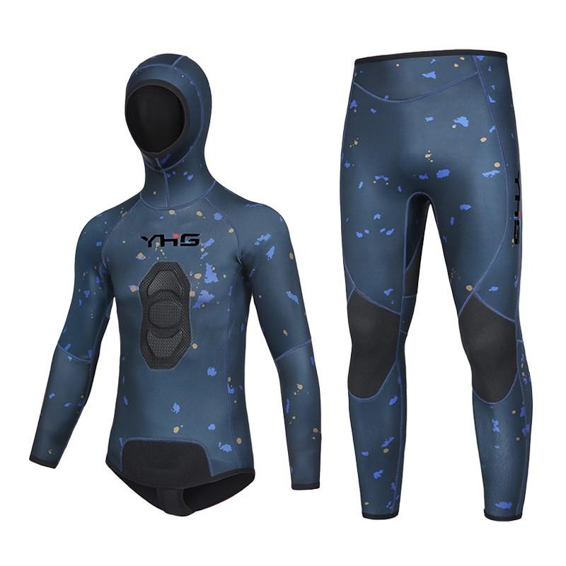 1.5mm Neoprene Wetsuit Set Freediving Spearfishing Cold Water Diving Thermal Insulation Semi-Dry Suit Men