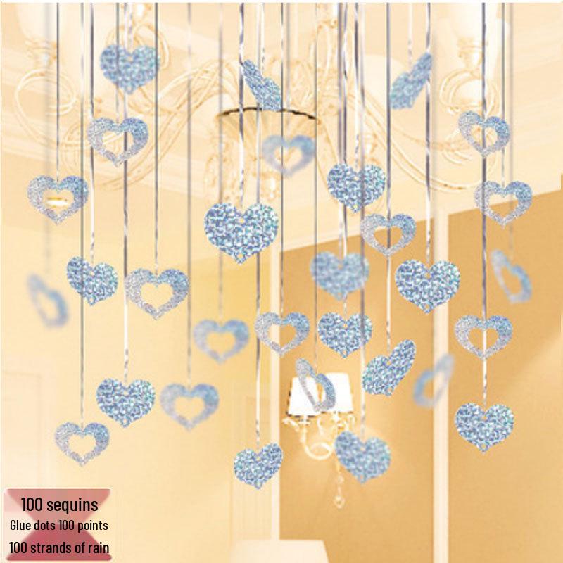 Heart-Shaped Wedding Room Balloon and Tinsel Decoration Set