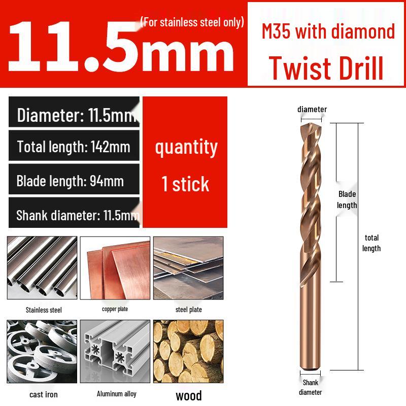 Set di punte da trapano HSS M35 al Cobalto per Legno, Metallo, Acciaio Inossidabile - Alta Durezza