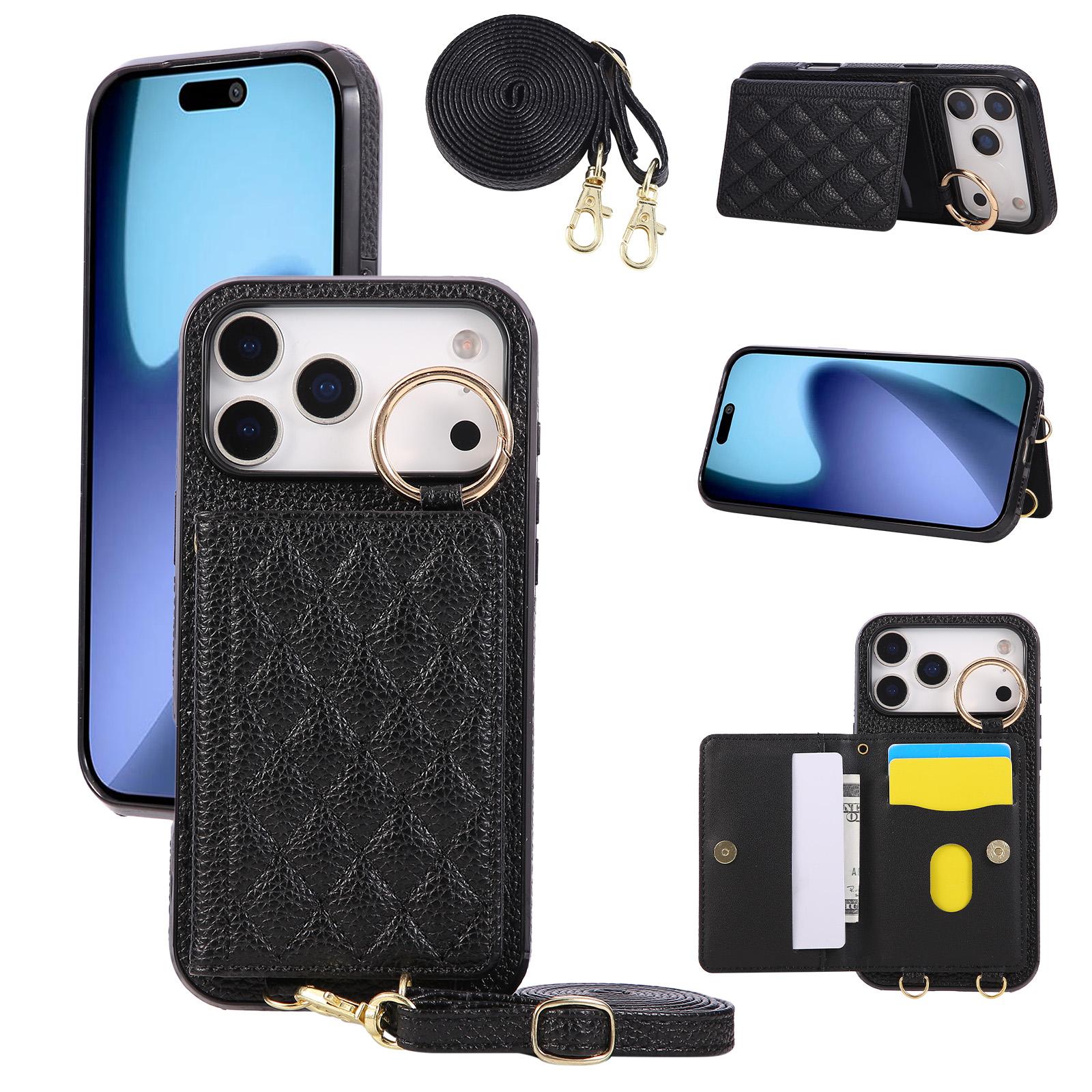 

Кошелек-книжка через плечо с магнитным слотом для карт для iPhone 17 Pro Max 16 Plus 15 14 13 12 11 17air 16E с держателем-кольцом и подставкой Чехол iPhone 13 mini чёрный