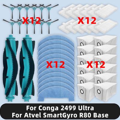 Compatible For ( Cecotec Conga 2499 Ultra / Atvel SmartGyro R80 Base ) Parts Accessories Filter Main Side Brush Mop Dust Bag