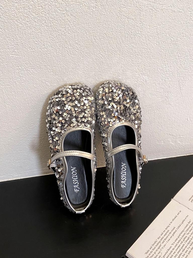2025 summer new temperament sequined muller single shoes versatile silver bag head half drag flat bottom fashion cool slippers women