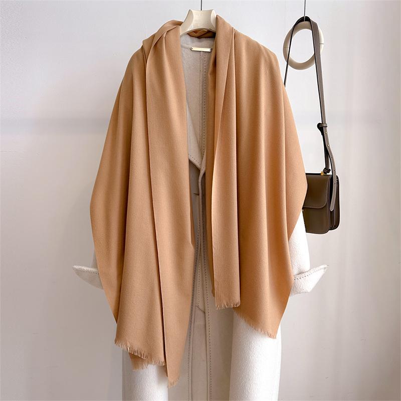 Luxury Winter Cashmere Scarf Women Solid Handkerchief Warm Pashmina Female Shawl Tassel Wrap Soft Pareo Bufanda Scarves Stole