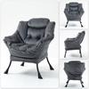 Lazy Chair, Relaxing Chair with Metal Frame and a Side Pocket, Simple Style Comfy Chairs for Bedrooms Living Room Balcon