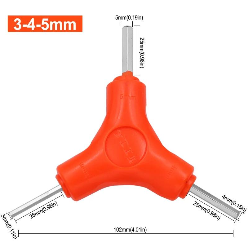 3 In 1 Trigeminal Hex Key Set 2.5/3/4/5/6/8mm Hexagon Wrench Carbon Steel Hand Tools Bicycle Maintenance Tools