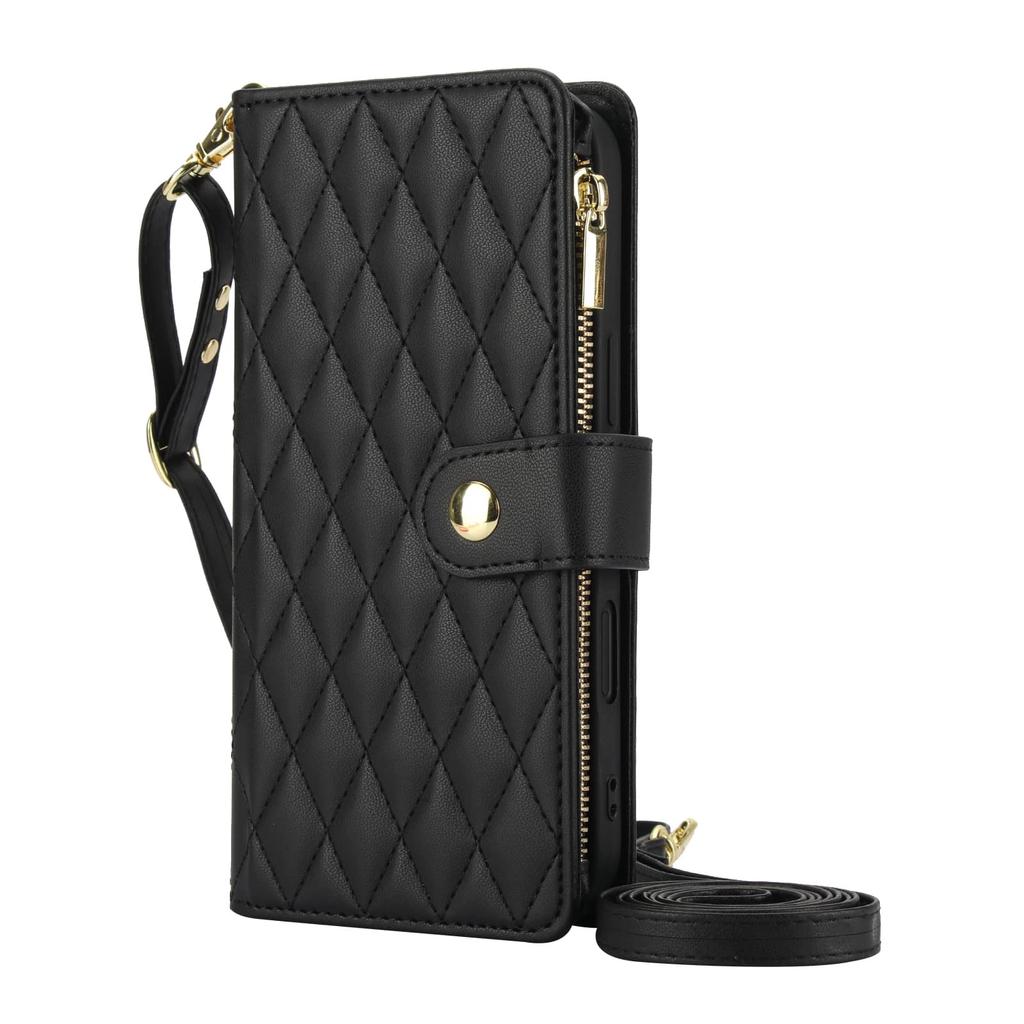 Wallet Case for iPhone 17 Pro Max Air, Adjustable Crossbody Zipper Purse Case Card Holder with Kickstand , Flip Folio Case
