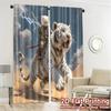 2pcs, 2D FLAT PRINTING Curtains (Without Rod) Tiger Rider Storm Print Popular Curtains Polyester Easy Install Curtains Holiday