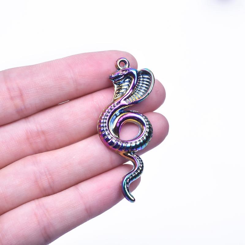 Snake Charm Cobra Rainbow Pendant 5pcs Mix Animal Charms For Jewelry Making Supply DIY Necklace Fashion Earring Punk Accessories