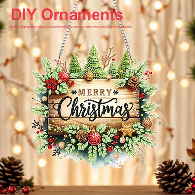 Xmas Theme 2D/Flat DIY Rhinestone Diamond Art Window Pendants Diamond Painting Set Special Shape Home Wall Decoration Crafts
