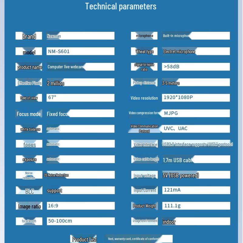 Newman NM-S601 1080P HD USB Webcam with Microphone (CN version)