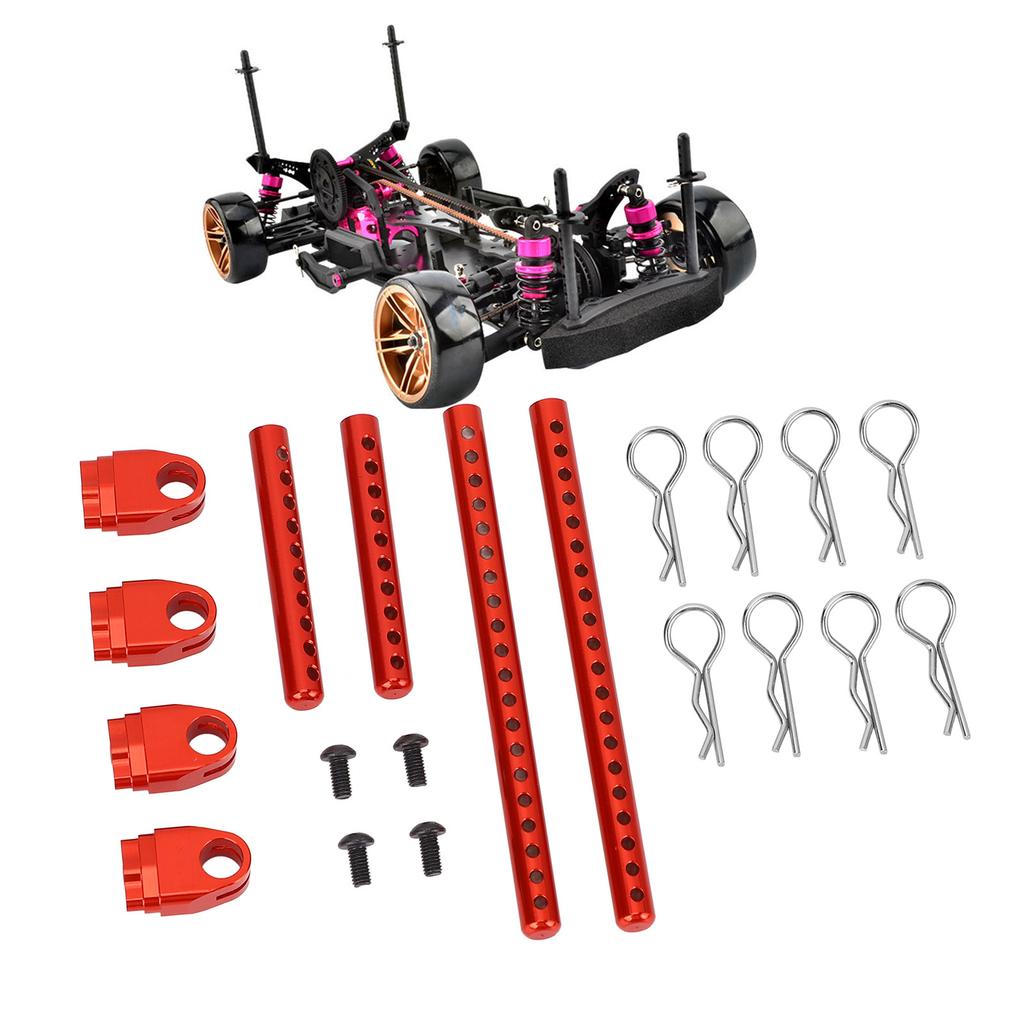 RC Car Shell Post Sturdy Shockproof Aluminum Alloy Car Shell Column with R Pins for 1:10 Road Racing