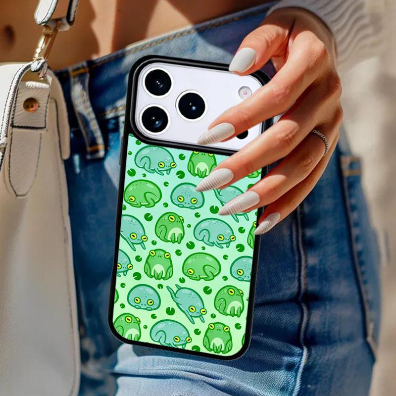 Cartoon Frog Phone Case For iPhone 17 Air 14 15 13 12 Max Cover For Apple 14 15 16 16e 11 Pro Max Plus Coque