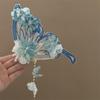 2pcs/set Elegant Hair Clip Ancient Style Tassel Hairpin Flower Silk Headwear  For Women Girls