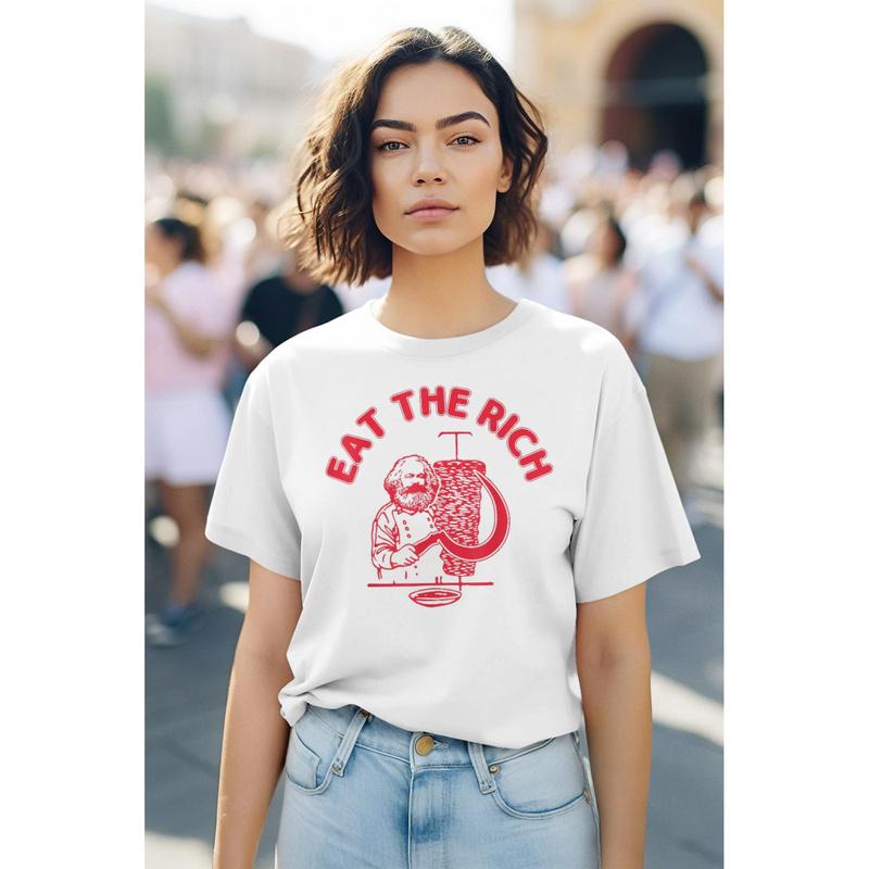 Karl Marx Jezte Döner Bohatý Socialismus Tričko, Bílé Tričko Unisex Pro Muže Dárek Bavlněné Chlapec