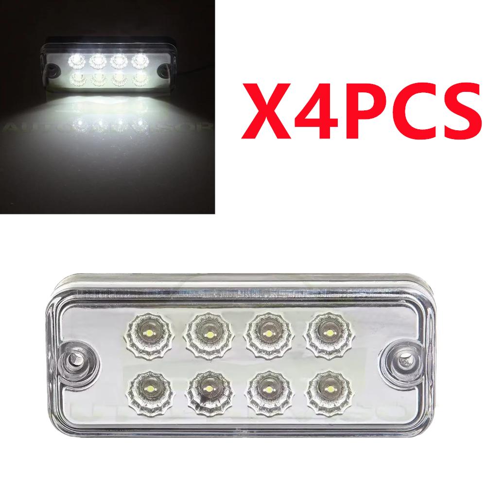 4PCS Marker Side LED Trailer Truck Position Lights Lamps 12V 24V 8LED Side Marker Light Clearance Indicator Lamp for Lorry