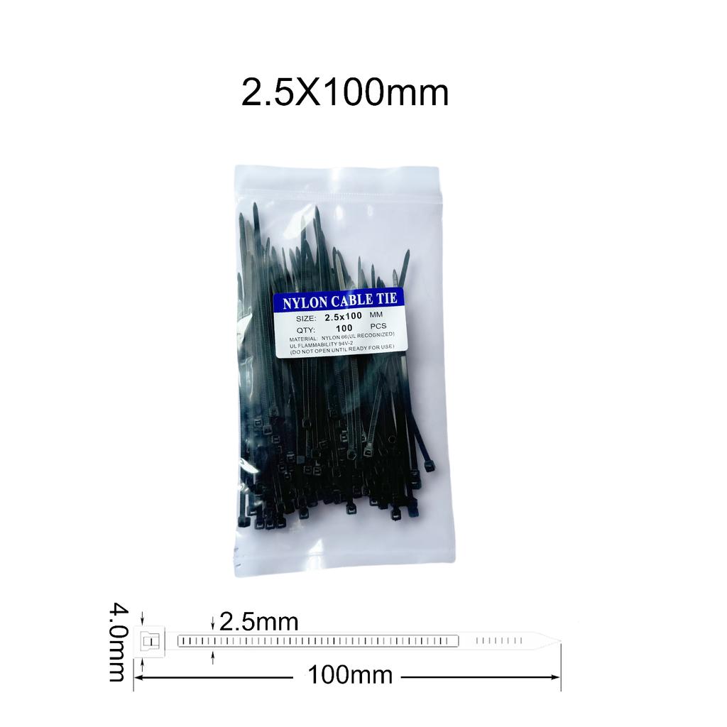 100 szt./partia 2,5x100mm Mocne Plastikowe Nylonowe Opaski Kablowe Samozaciskające Pierścień Mocujący Zip Opaski Pasek Tie Czerwony Zielony Żółty