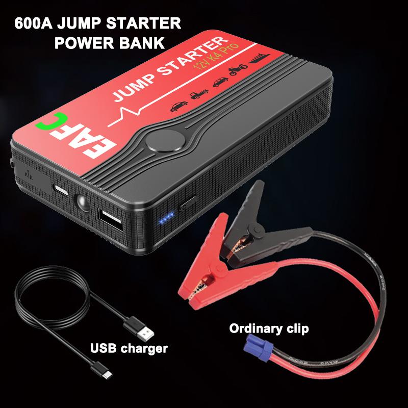 EAFC 2000A/600A Jump Starter Portable Power Bank 12V Car Battery Booster with Dual USB Ports & LED Flashlight Fast Charging
